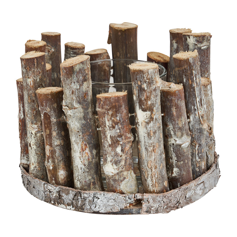 Theelichthouder met takjes - ⌀14x10 cm 