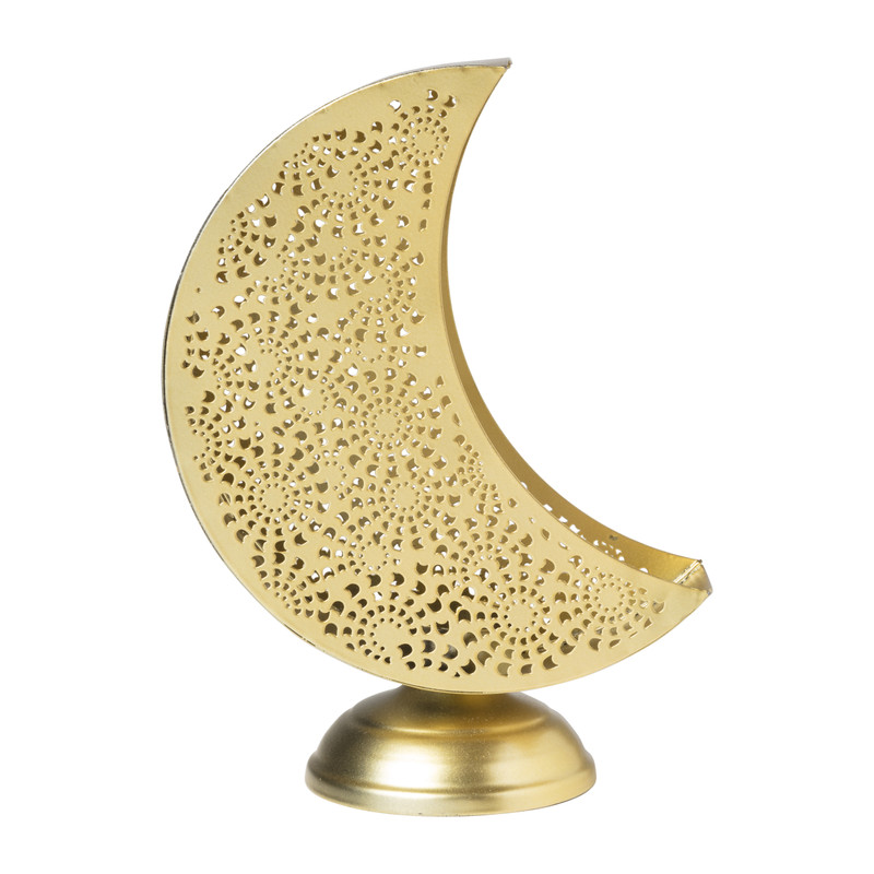 Theelichthouder maan - goud - 20 cm 
