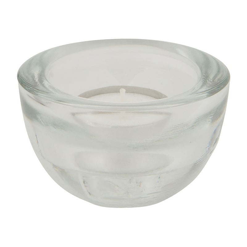 Theelichthouder glas basis - transparant - 8x4.5 cm
