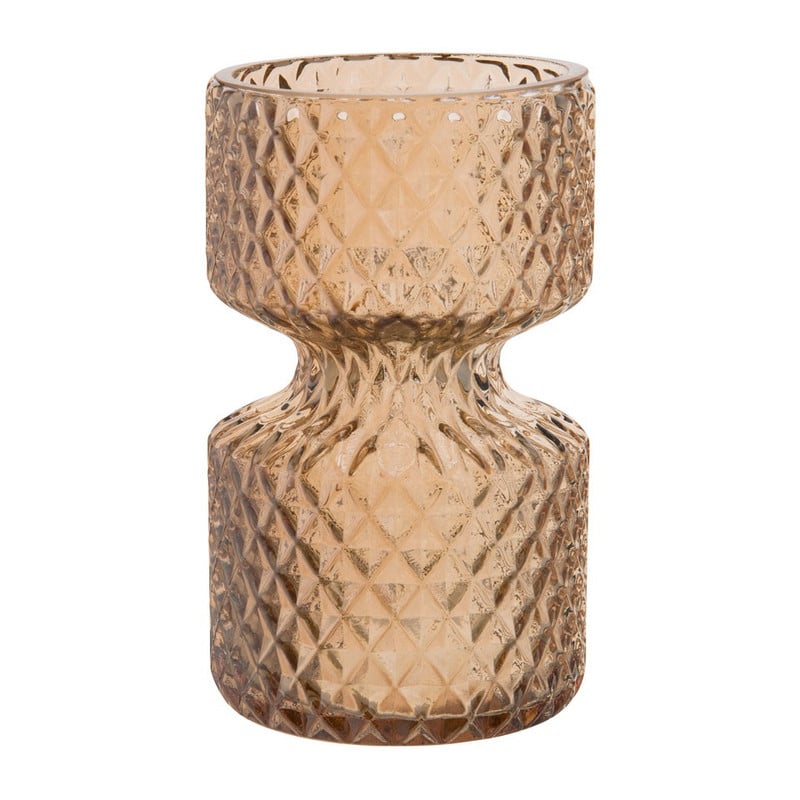 Theelichthouder diabolo - goudkleurig - 12x7 cm