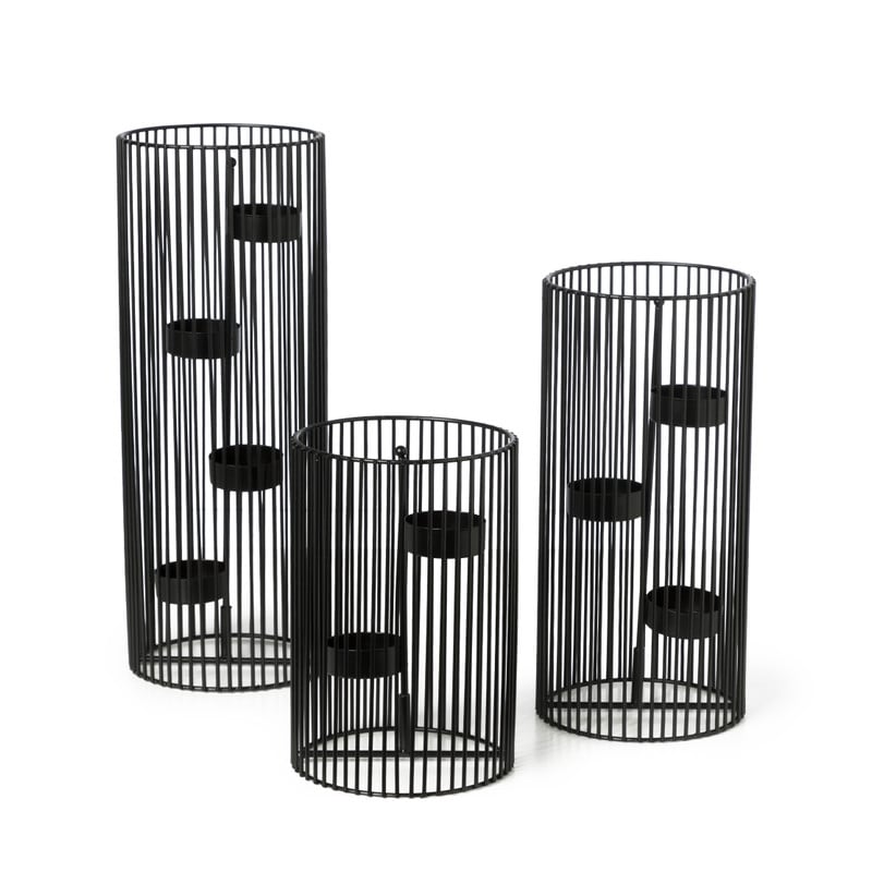 Lantaarn draad - zwart - set van 3