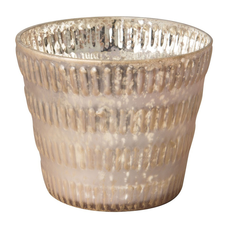 Theelichthouder taps - oud roze/goud - 12x10 cm