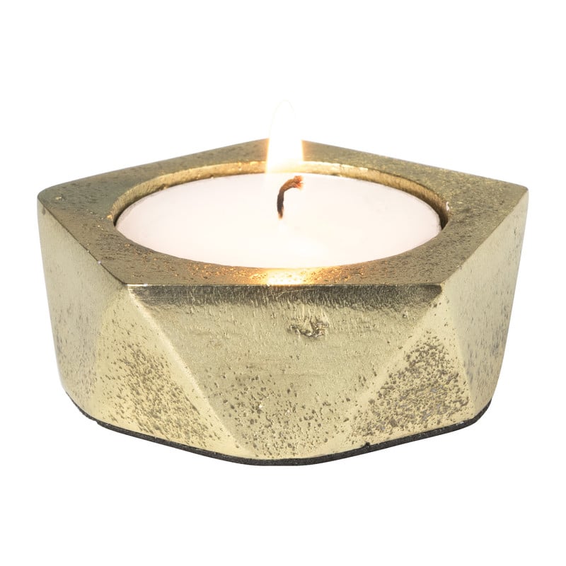 Theelichthouder vijfhoek - goud - ø6.5x2.5 cm 