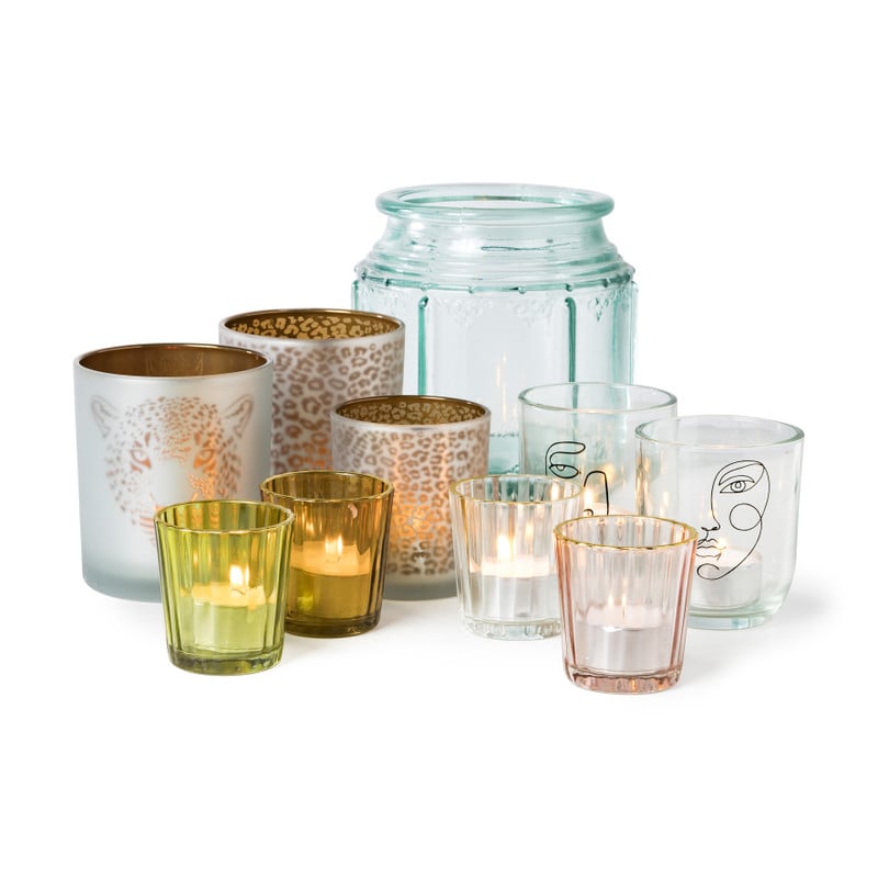 Windlicht glas hoekig - 15x15 cm 