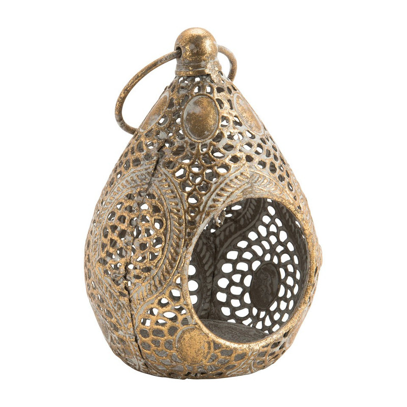 Theelichthouder Barok - met hengsel - 13x13x21 cm