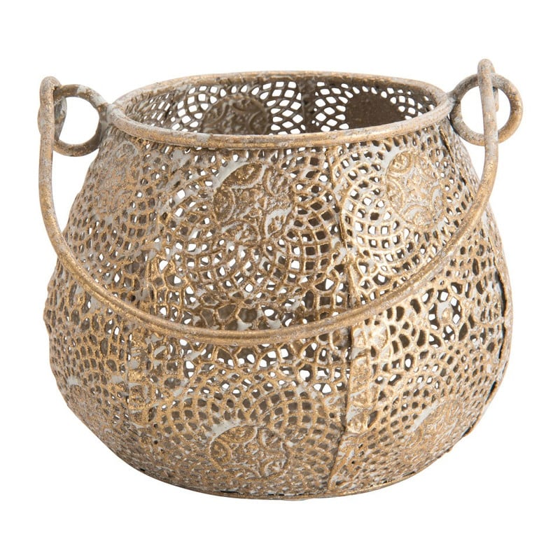 Theelichthouder barok met hengsel - 10x9 cm