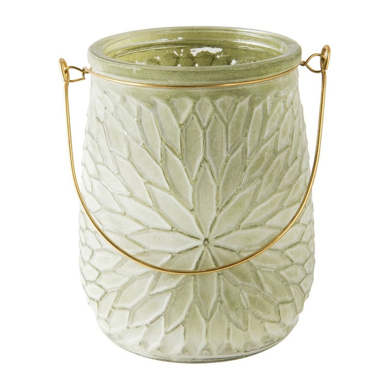 Theelichthouder met hengsel - 14x11 cm - groen