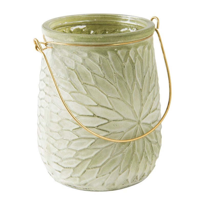 Theelichthouder met hengsel - 14x11 cm - groen