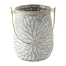 Theelichthouder met hengsel - 14x11 cm - grijs