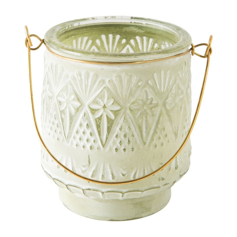 Theelichthouder met hengsel - 9x8 cm - groen