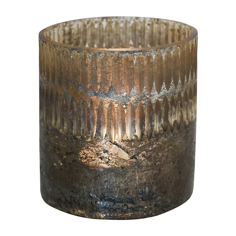 Waxinelichthouder met facet - metallic - ⌀7x8 cm