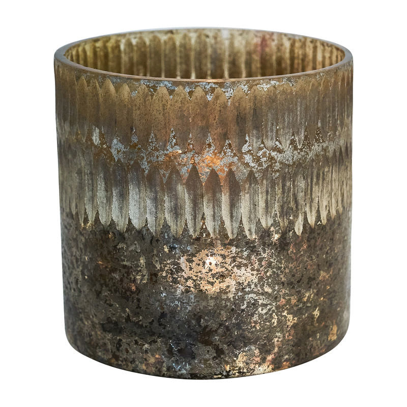 Waxinelichthouder met facet - metallic - ⌀10x10 cm