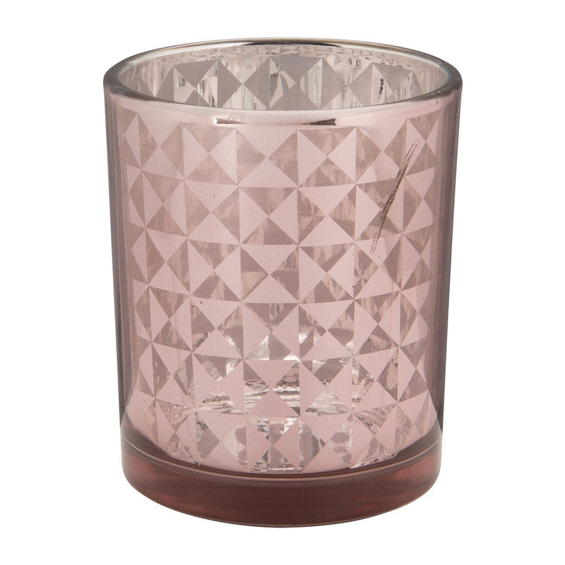 Theelichthouder metallic - roze - 7.5x6 cm