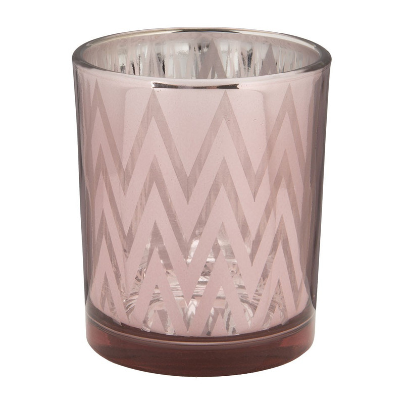 Theelichthouder metallic - roze - 7.5x6 cm