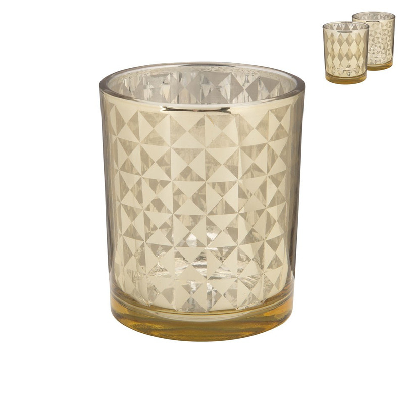 Theelichthouder metallic - goud - 7.5x6 cm
