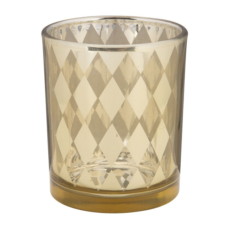 Theelichthouder metallic - goud - 7.5x6 cm