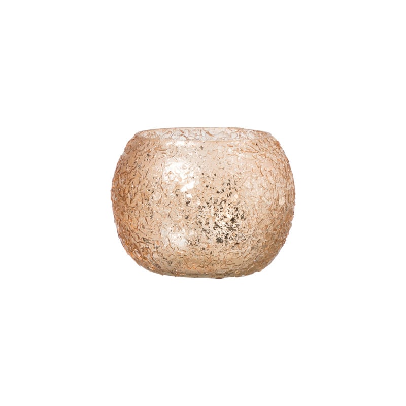Waxinelichthouder sparkle - bruin - ø9x6.5 cm