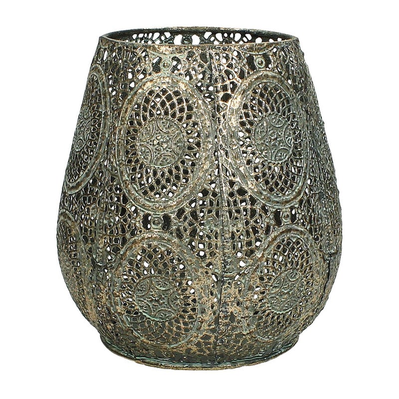 Oosterse theelichthouder - goud - 15x16 cm