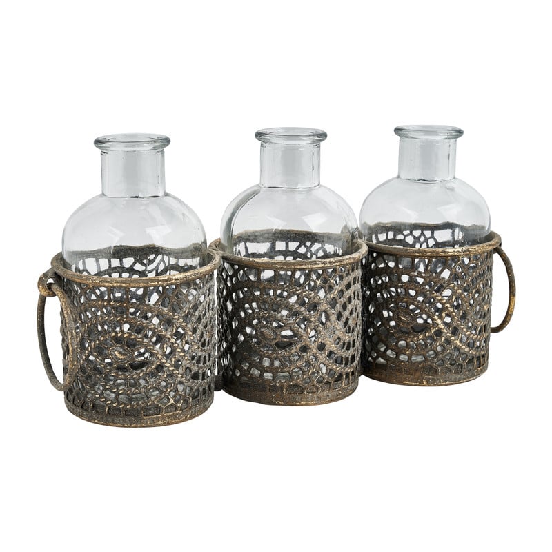 Vaasjes in houder Marrakesh - 25x7x14 cm