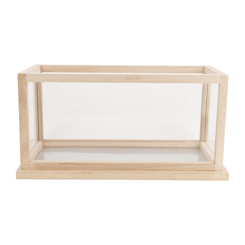 Decoratiebak hout/glas - 50x25 cm 