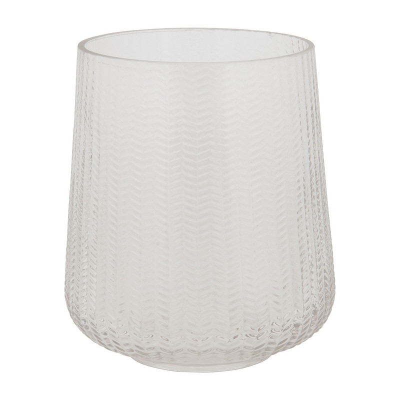 Windlicht geribbeld - wit - 13x14 cm