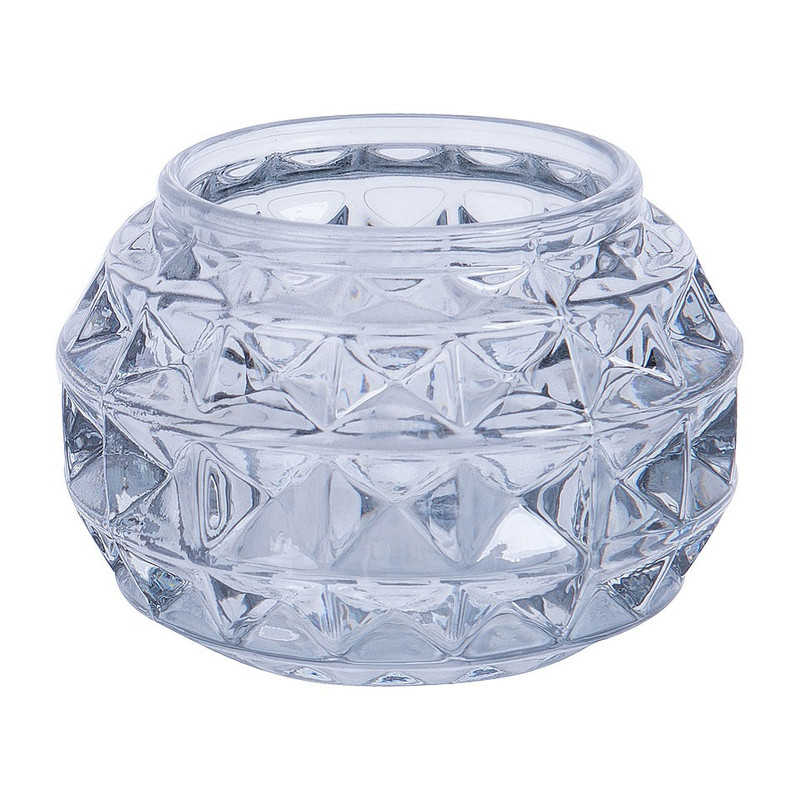 Theelichthouder diamant - grijs - 7x5 cm