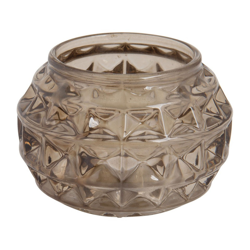 Theelichthouder diamant - taupe - 7x5 cm