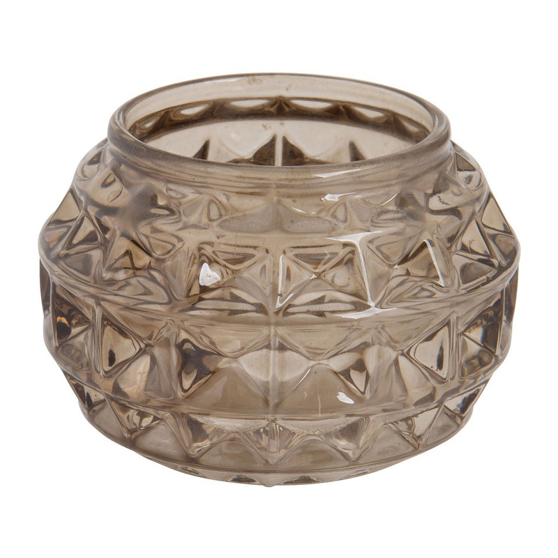 Theelichthouder diamant - taupe - 7x5 cm