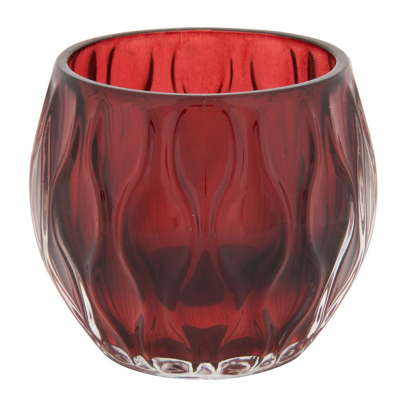 Theelichthouder massief - rood - 9x10.5 cm