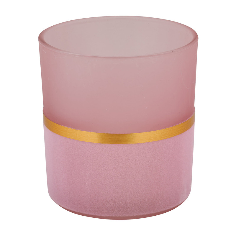 Theelichthouder mat - roze - ⌀7x8 cm 