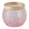 Theelichthouder zeshoek - goud/roze - 6x6 cm