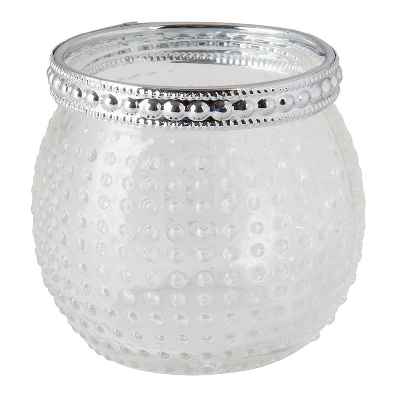 Waxinelichthouder stip - zilver/transparant - 6x6 cm