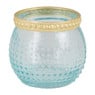 Theelichthouder stip - goud/blauw - 6x6 cm