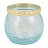 Theelichthouder stip - goud/blauw - 6x6 cm