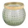 Theelichthouder driehoek - goud/groen - 6x6 cm