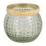 Theelichthouder driehoek - goud/groen - 6x6 cm
