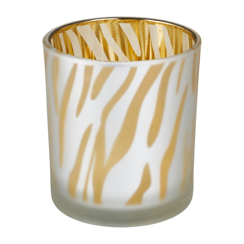 Theelichthouder zebra - wit - ø7x8 cm