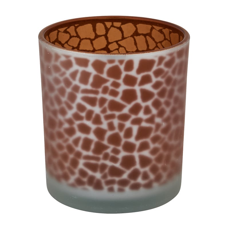 Theelichthouder giraf - zilver/bruin - ⌀7x8 cm 