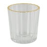 Theelichthouder ribbel - goud/transparant - 5.5x5.5x6 cm