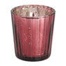 Theelichthouder ribbel - rood/goud - 5.5x5.5x6 cm