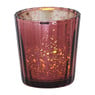 Theelichthouder ribbel - rood/goud - 5.5x5.5x6 cm
