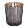 Waxinelichthouder ribbel - zwart/goud - 5.5x5.5x6 cm