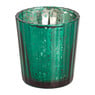 Theelichthouder ribbel - groen/goud - 5.5x5.5x6 cm