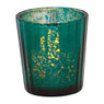 Theelichthouder ribbel - groen/goud - 5.5x5.5x6 cm
