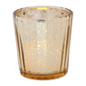 Theelichthouder ribbel - goud/goud - 5.5x5.5x6 cm