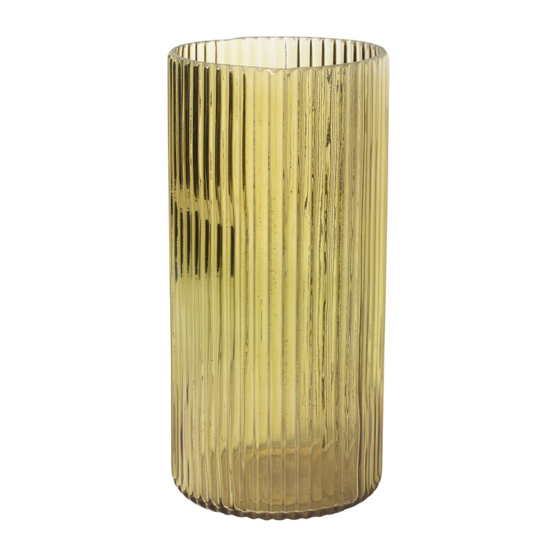 Waxinelichthouder ribbel - geel - ⌀11.5x28.5 cm