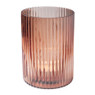 Waxinelichthouder ribbel - oranje - ⌀12x15.8 cm