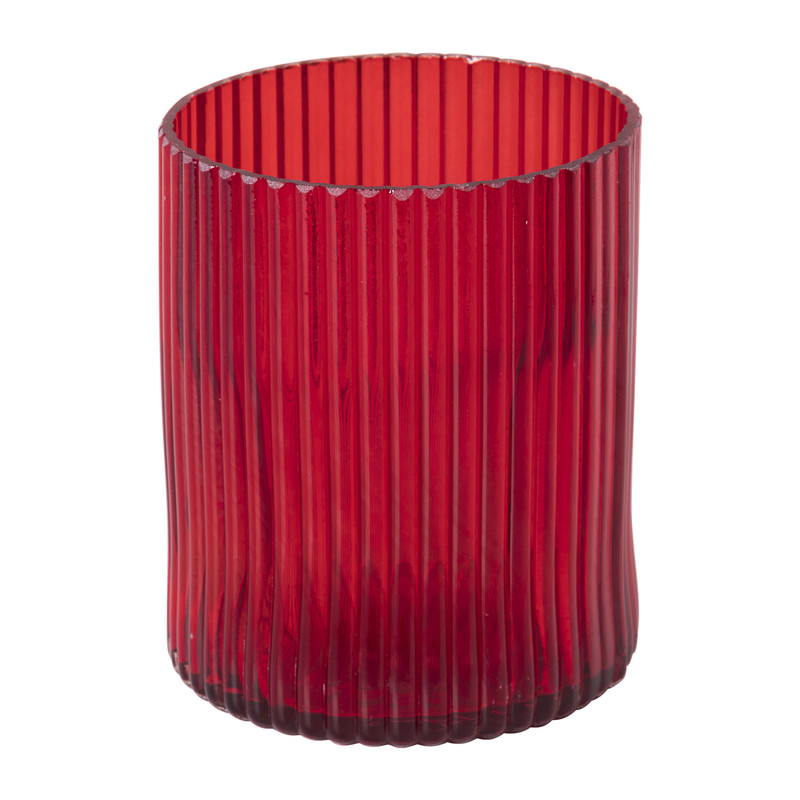 Waxinelichthouder klein - rood - ⌀9x11 cm