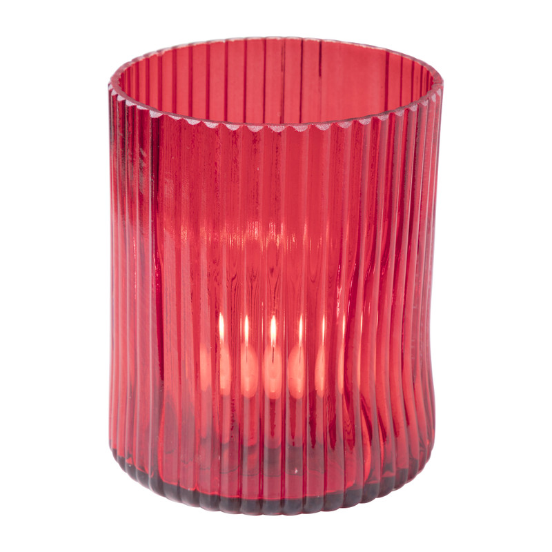 Waxinelichthouder klein - rood - ⌀9x11 cm