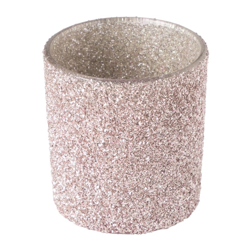 Waxinelichthouder glitter roze- ⌀7.5 cm